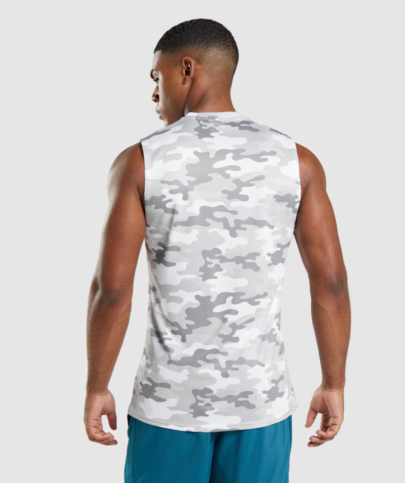 Men's Gymshark Arrival Sleeveless Tanks Camo | CA N530A1